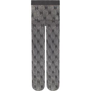 NWT Gucci Knit GG Logo Net Tights in Grey Graphite Shimmer Sz M